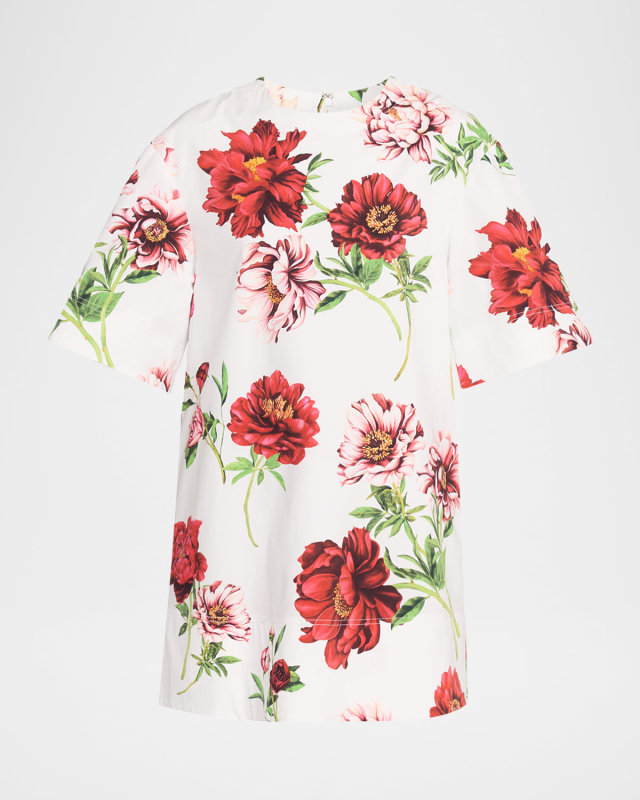 Peony Printed Poplin Shift Dress